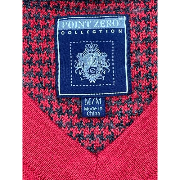 Point Zero Merino‎ Wool Blend Men’s Sweater, V-neck, Red, Sz. M. Soft Preppy - Picture 4 of 10